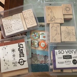 Stampin Up Lot of 4 Retired Stamp Sets + Idea Book